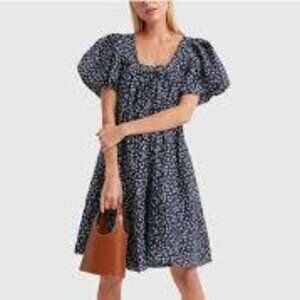 LEE MATHEWS Constance Puff-sleeve Floral Dress Size AU 3 or US 8-10